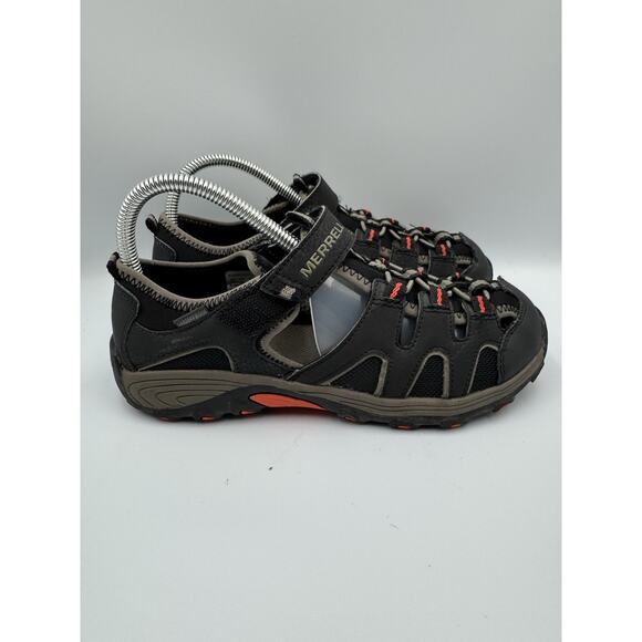 Merrell Boys Hydro H20 Sandals Youth Hiking Athletic Black Orange Trim Size 5M‎ - Picture 2 of 8